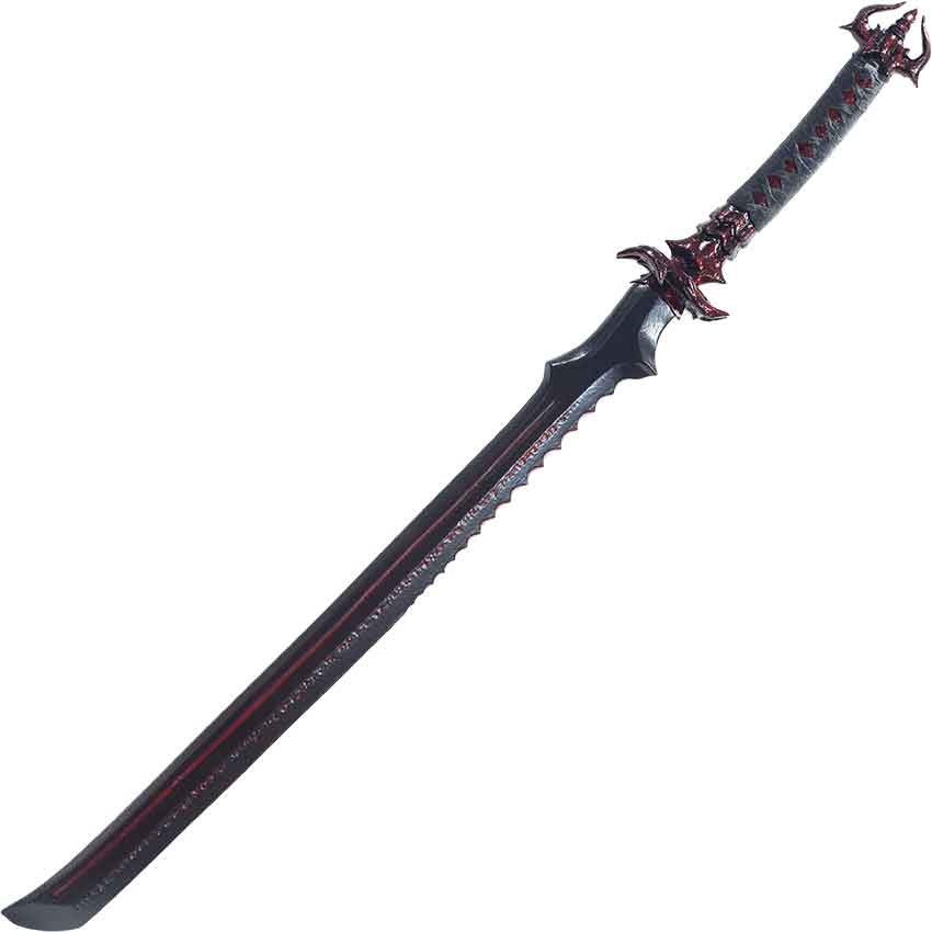 Engraved Dark Blood LARP Katana - Red - 44 Inches