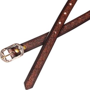 Embossed Fantasy Leather Belt - Brown