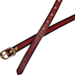 Medieval Leather Belt with Embossed Knotwork - Maroon