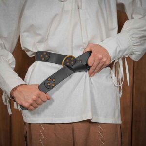 Bertrand Medieval Belt with Brass Ring - Black